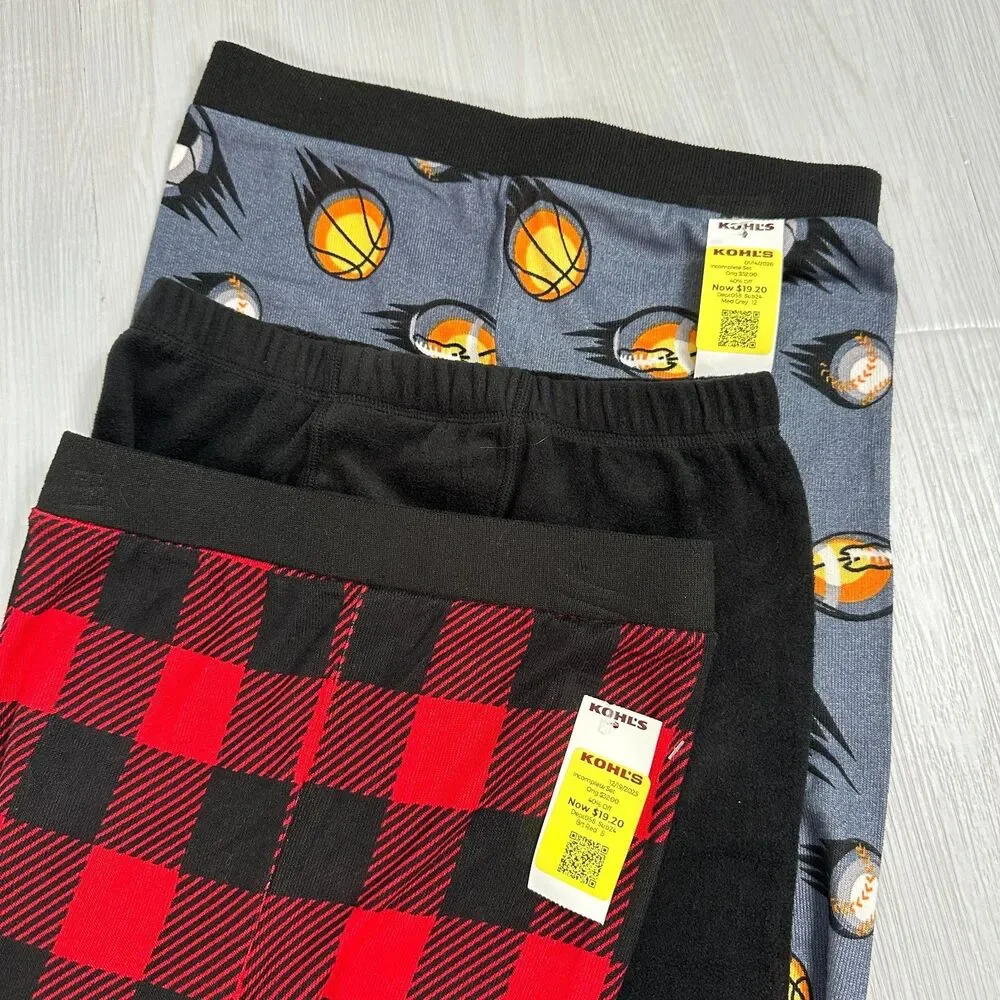 3 Pieces Cuddle Dud's Boy's Pajama Pants Size 8-12